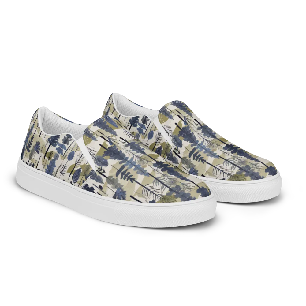 Whispering Canopy on Men's Slip-On Canvas Shoes — Right Front