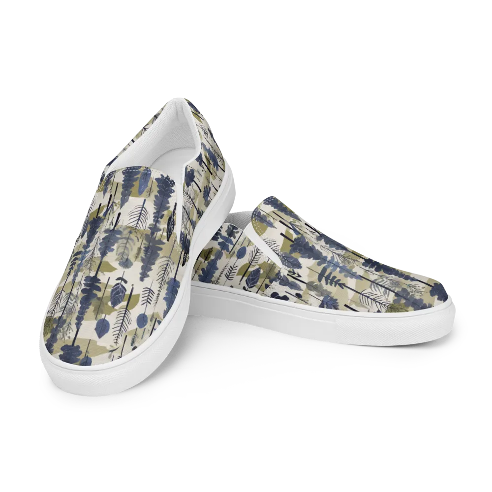 Whispering Canopy on Men's Slip-On Canvas Shoes — Left Front
