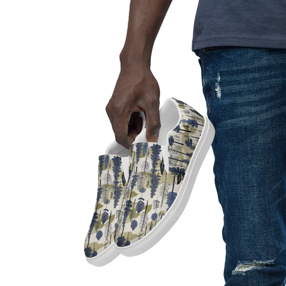 Whispering Canopy on Men's Slip-On Canvas Shoes — Left Front