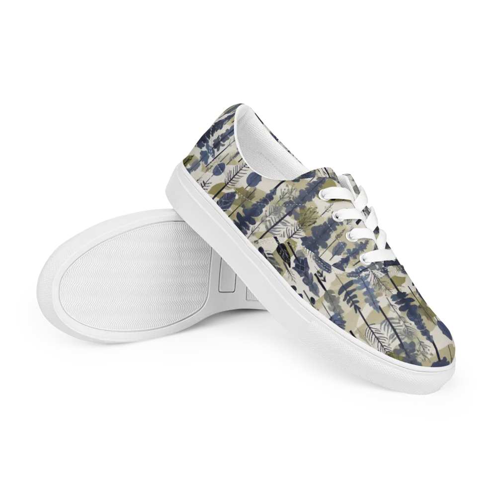 Whispering Canopy on Men's Lace-Up Canvas Shoes — Right Front