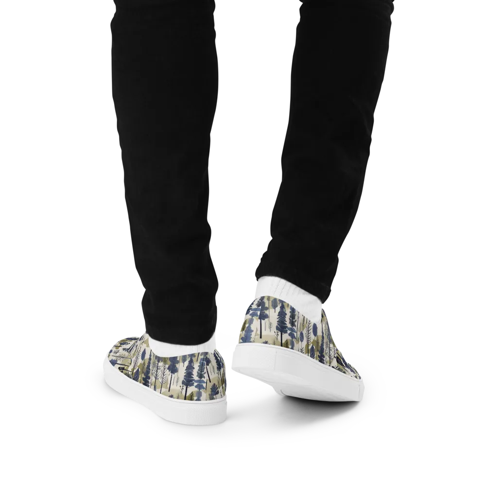 Whispering Canopy on Men's Lace-Up Canvas Shoes — Back