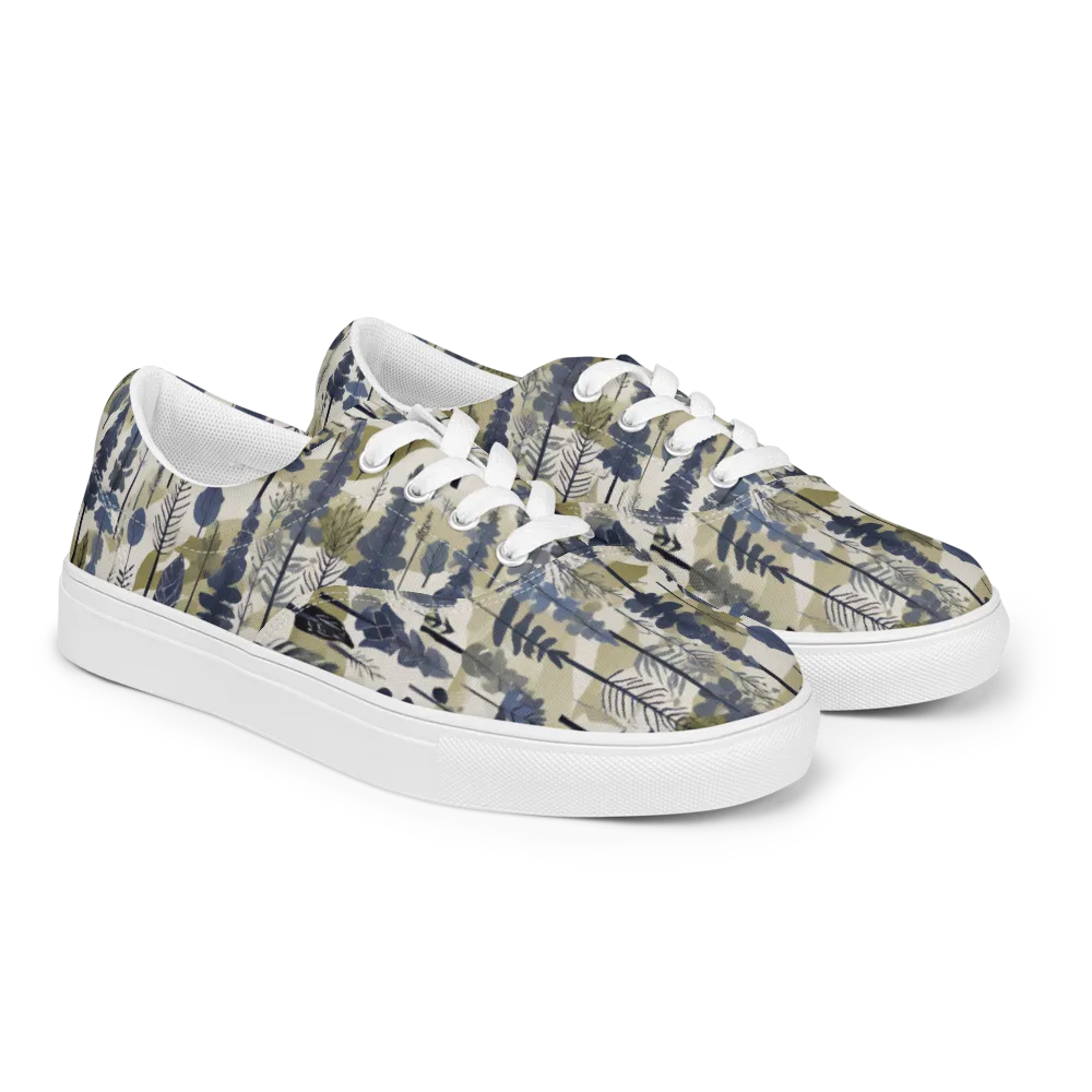 Whispering Canopy on Men's Lace-Up Canvas Shoes — Right Front