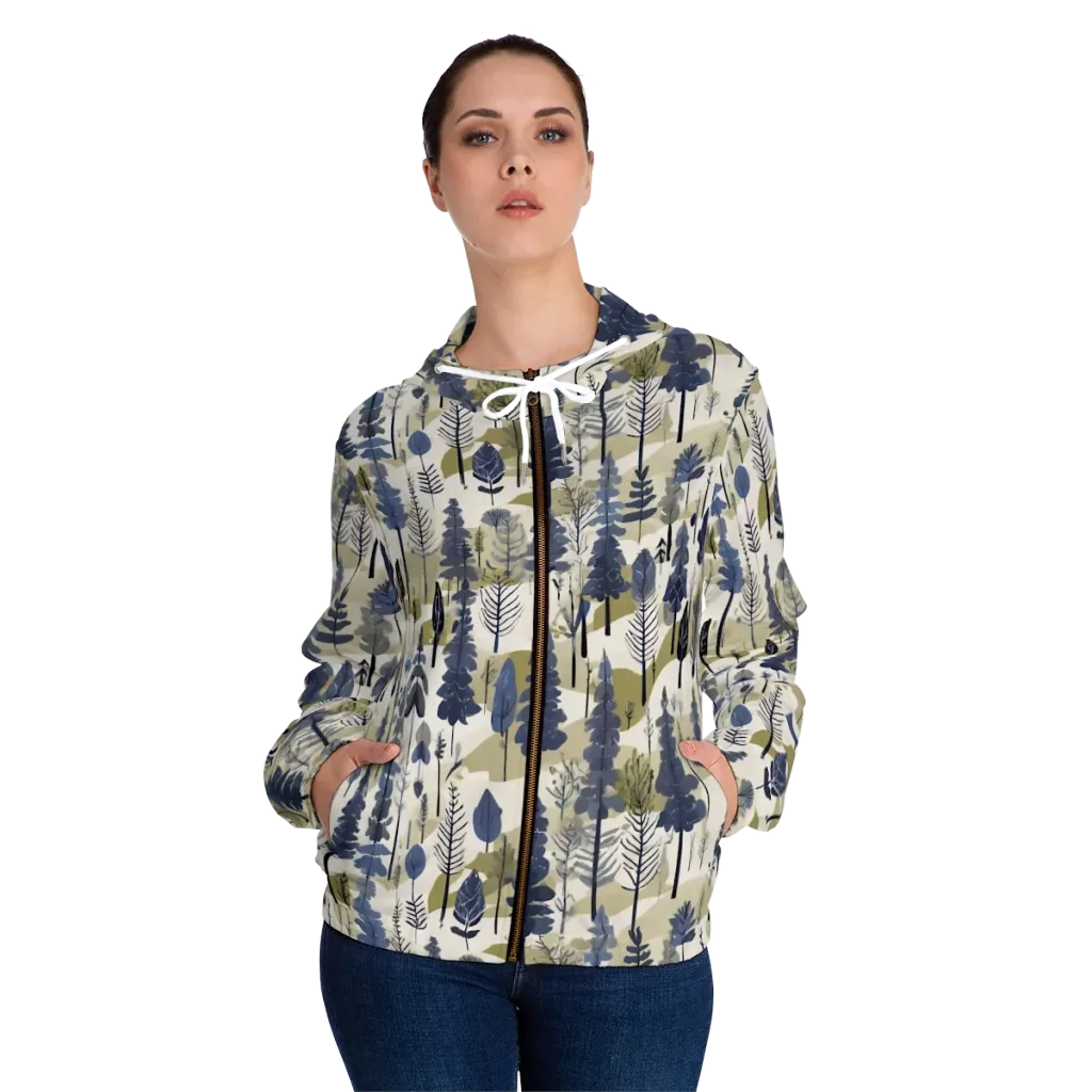 Whispering Canopy on Women's Full-Zip Hoodie — Front On Person