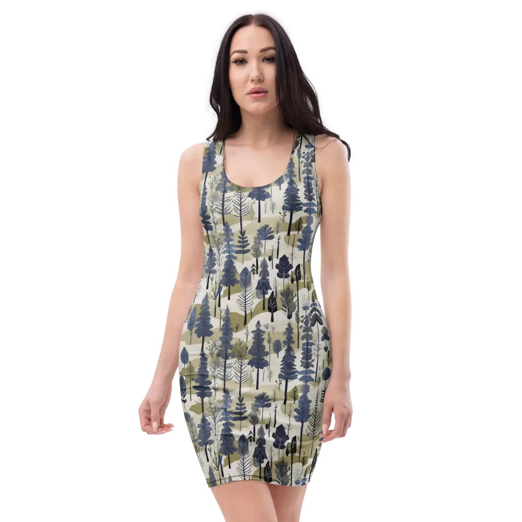Whispering Canopy on Bodycon Dress — Front