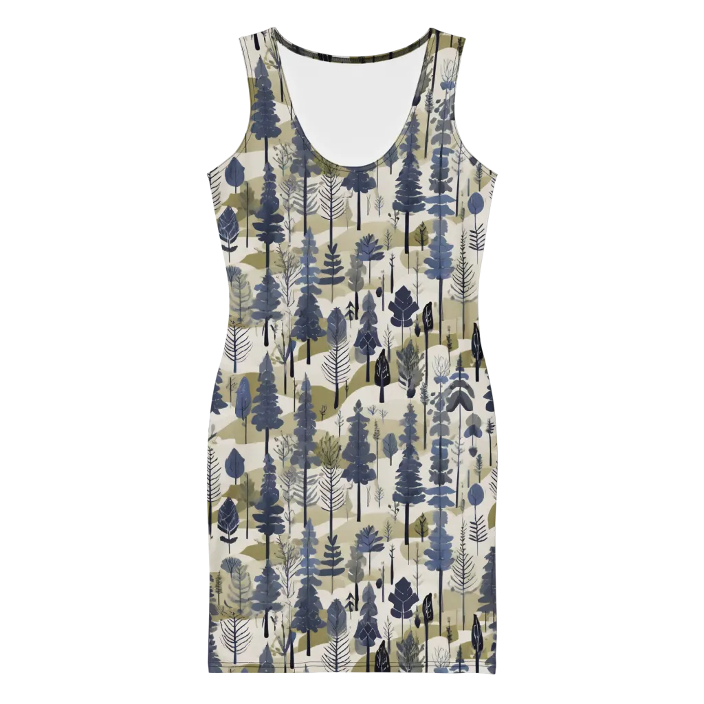 Whispering Canopy on Bodycon Dress — Front