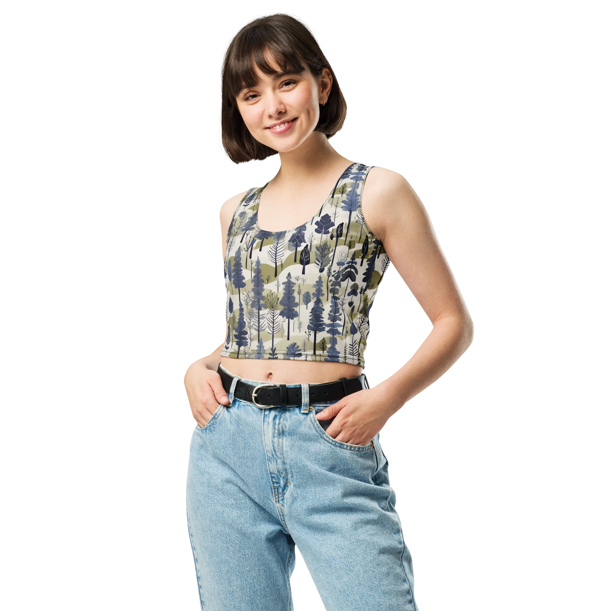 Whispering Canopy on Crop Top — Front