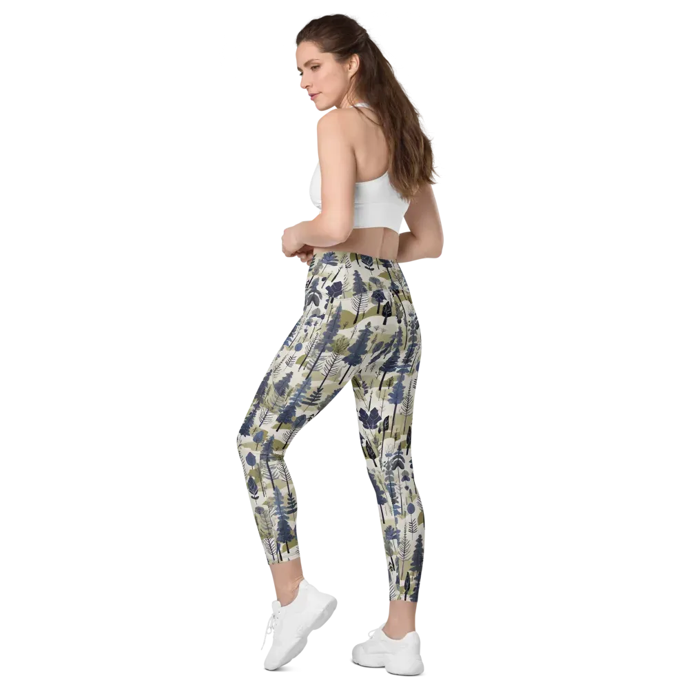 Whispering Canopy on Leggings with Pockets — Left Back