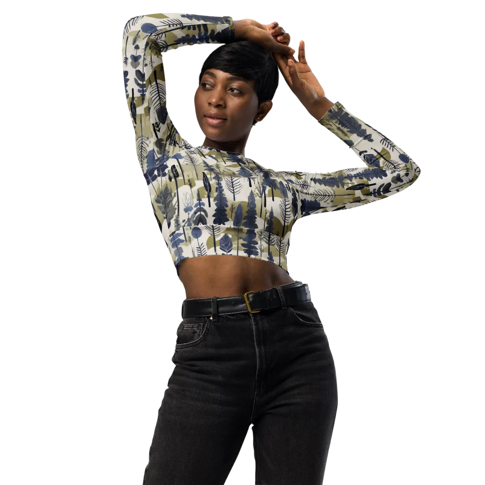 Whispering Canopy on Long Sleeve Crop Top — Front