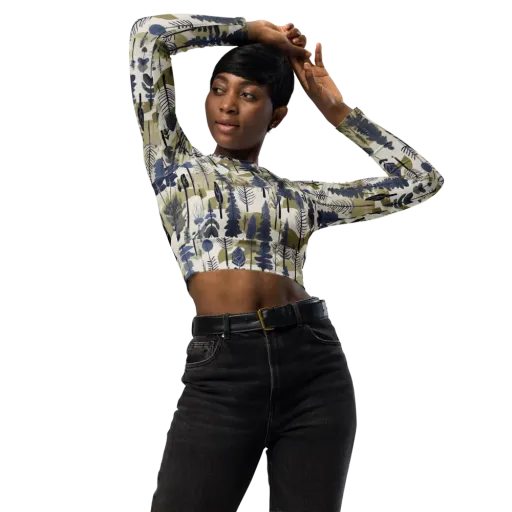 Whispering Canopy on a Long Sleeve Crop Top