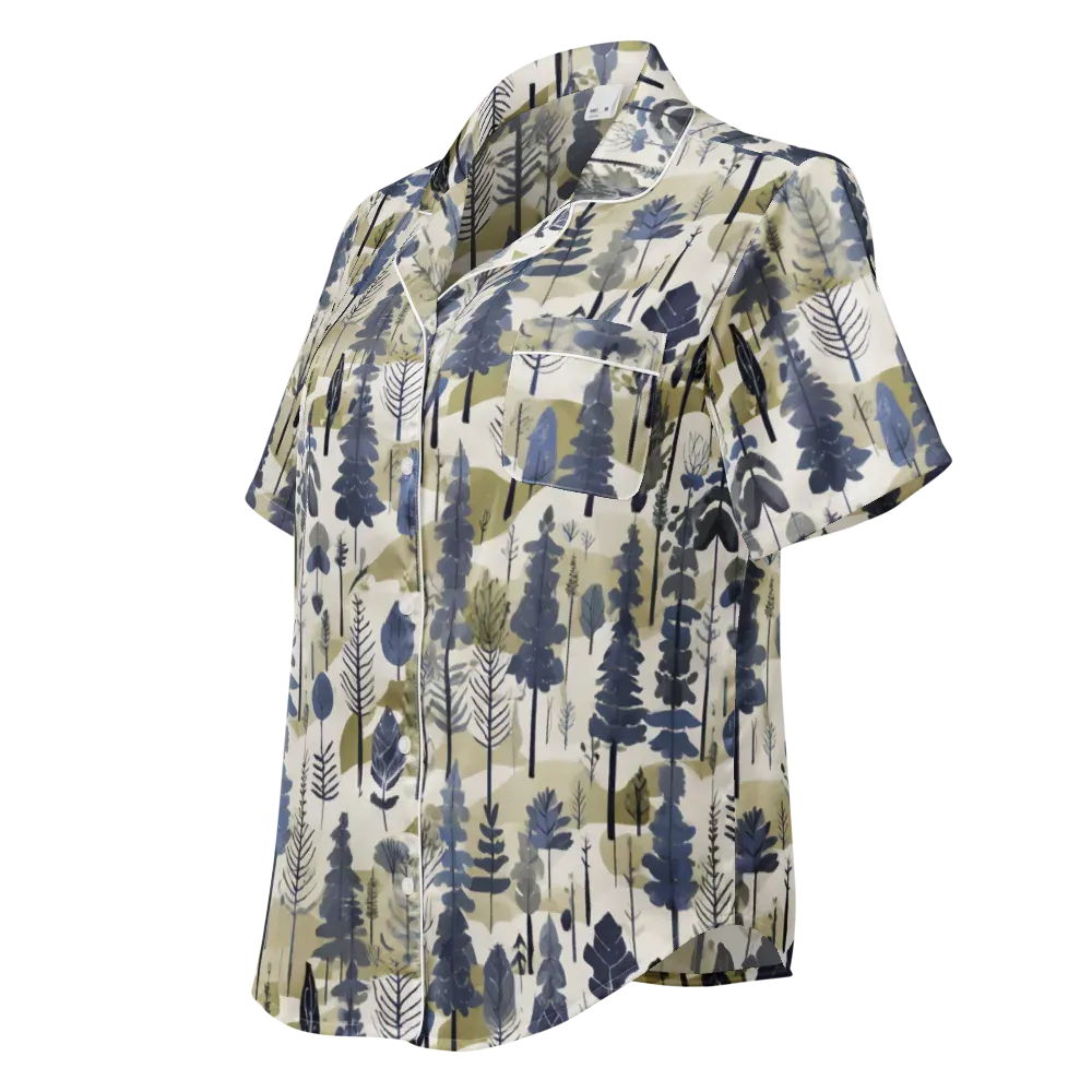 Whispering Canopy on Women's Short Sleeve Pajama Top — Left Front