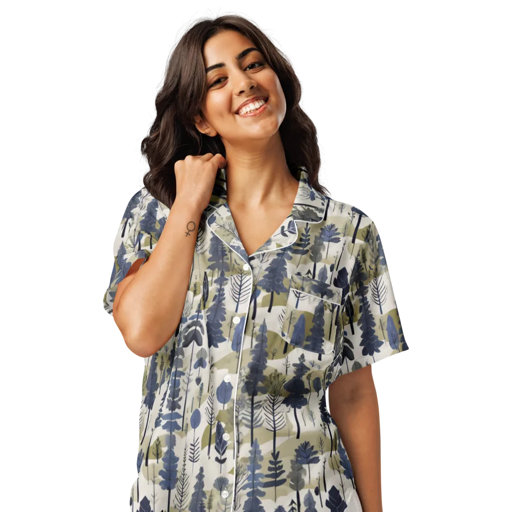 Whispering Canopy on Women's Short Sleeve Pajama Top — Front