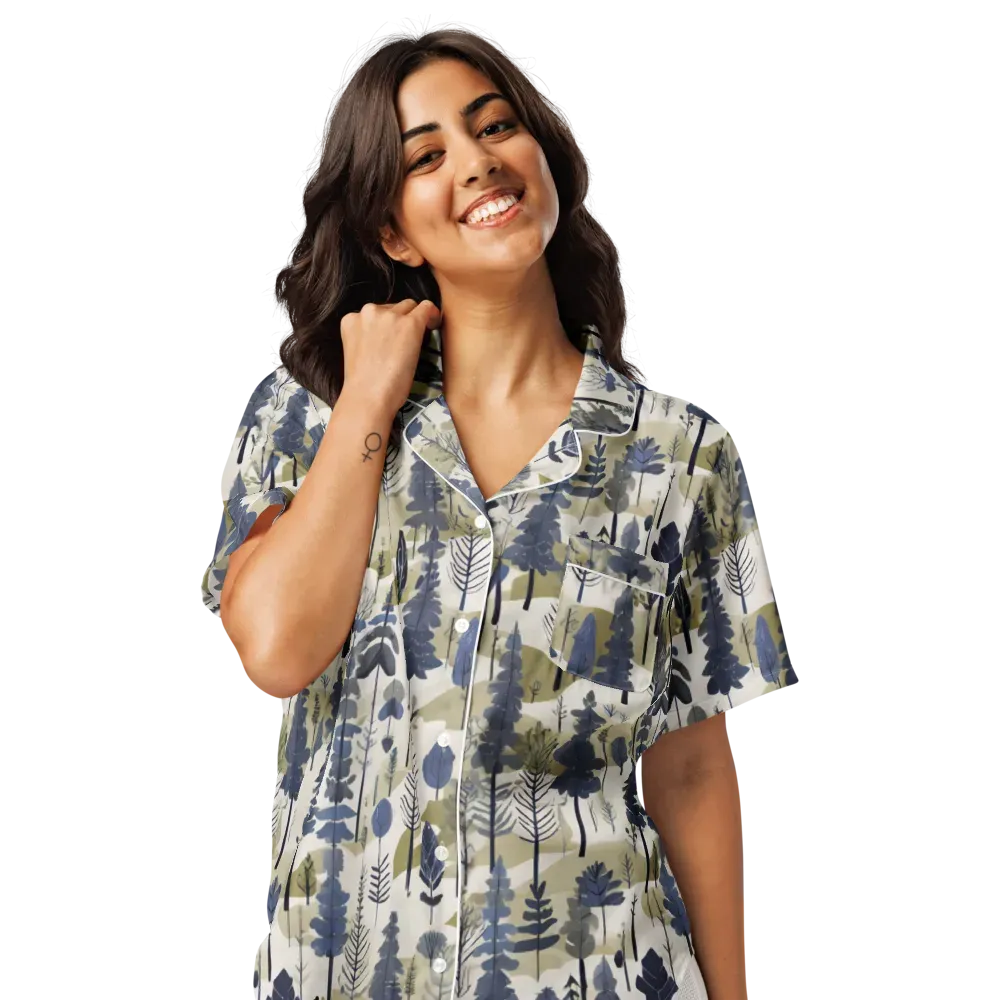Whispering Canopy on Women's Short Sleeve Pajama Top — Front