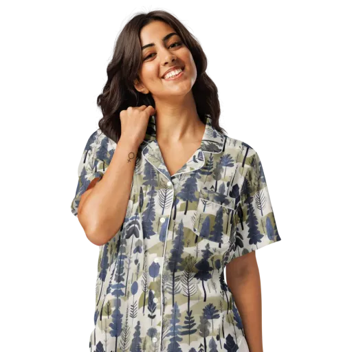 Whispering Canopy on a Women's Short Sleeve Pajama Top