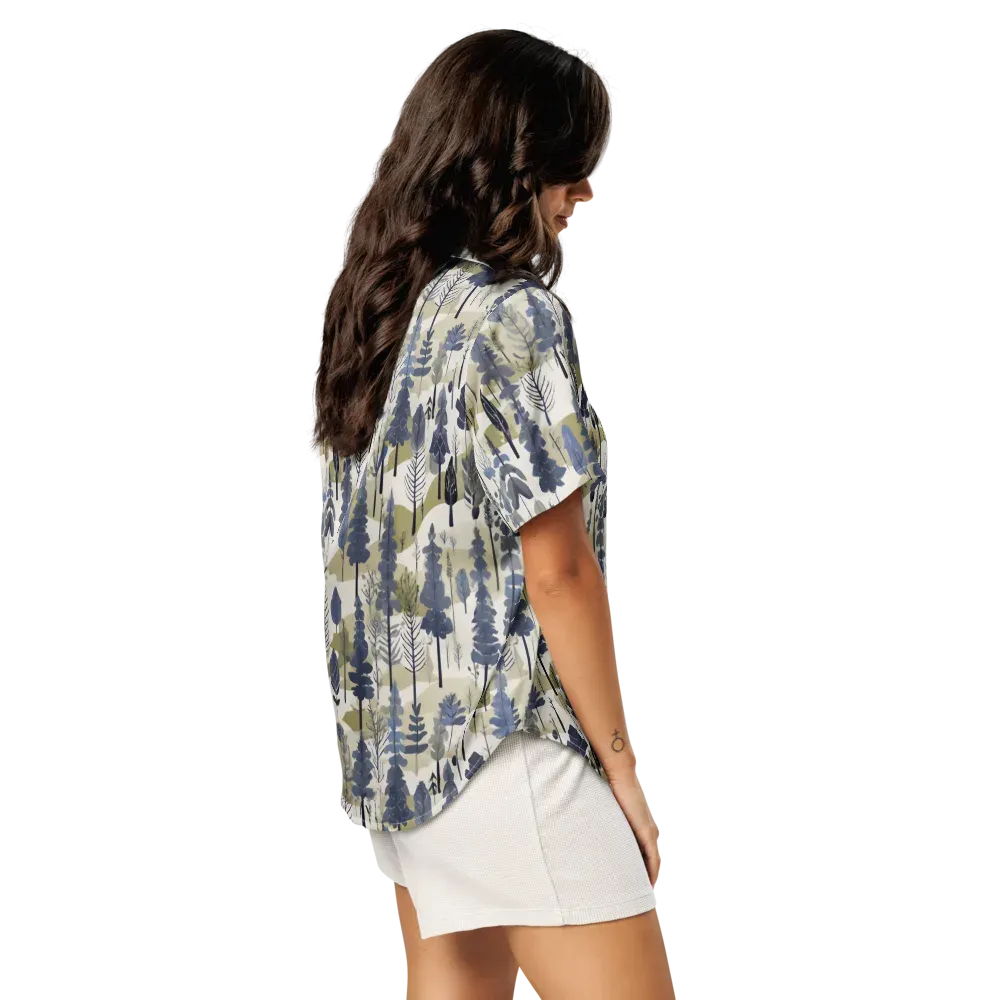 Whispering Canopy on Women's Short Sleeve Pajama Top — Right Back