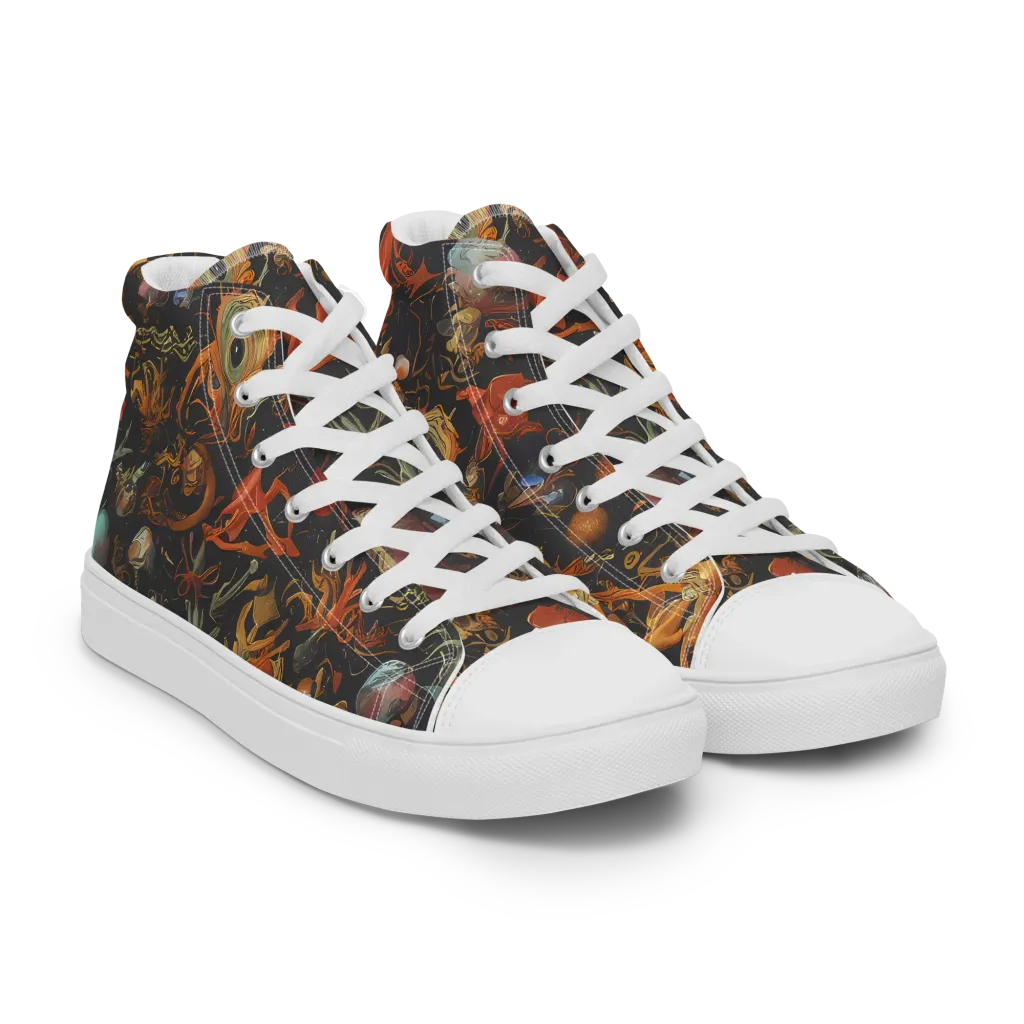Florescent Void on Men's High Top Canvas Shoes — Right Front