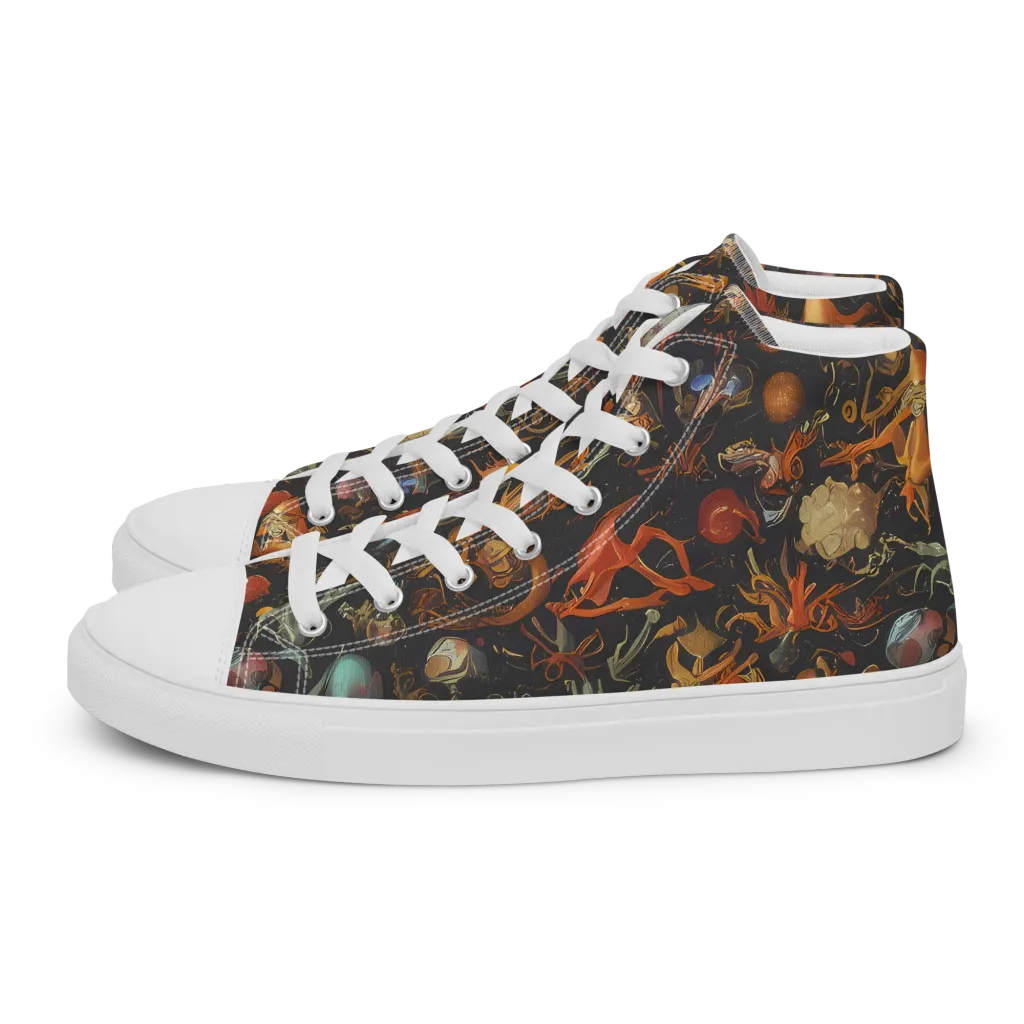 Florescent Void on Men's High Top Canvas Shoes — Left