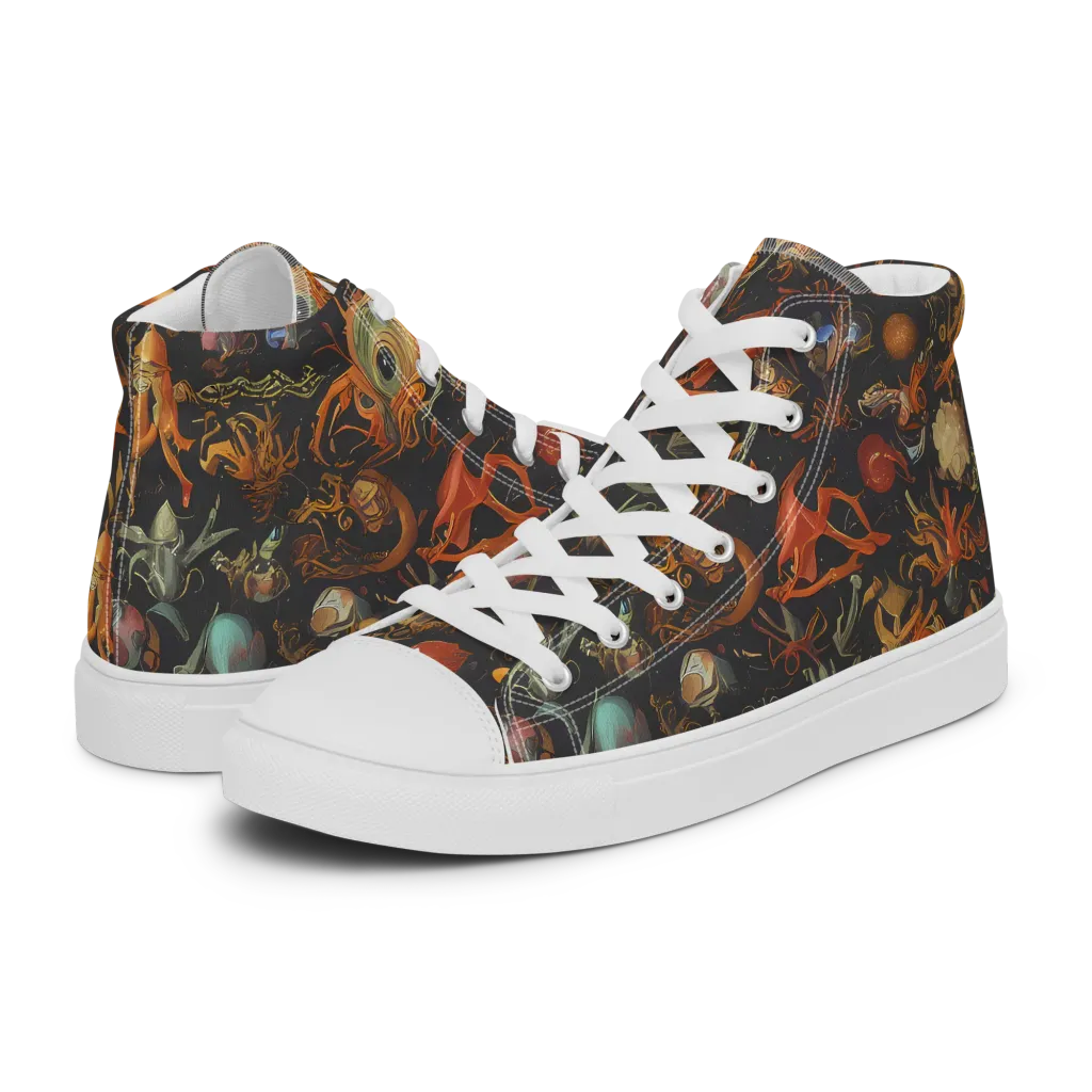 Florescent Void on Men's High Top Canvas Shoes — Left