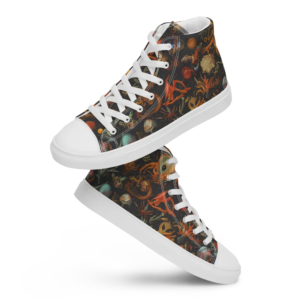 Florescent Void on Men's High Top Canvas Shoes — Front