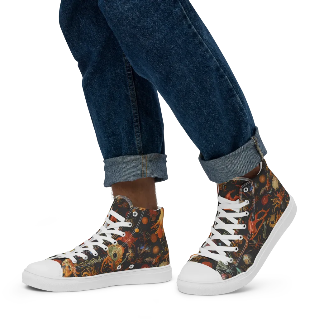 Florescent Void on Men's High Top Canvas Shoes — Left