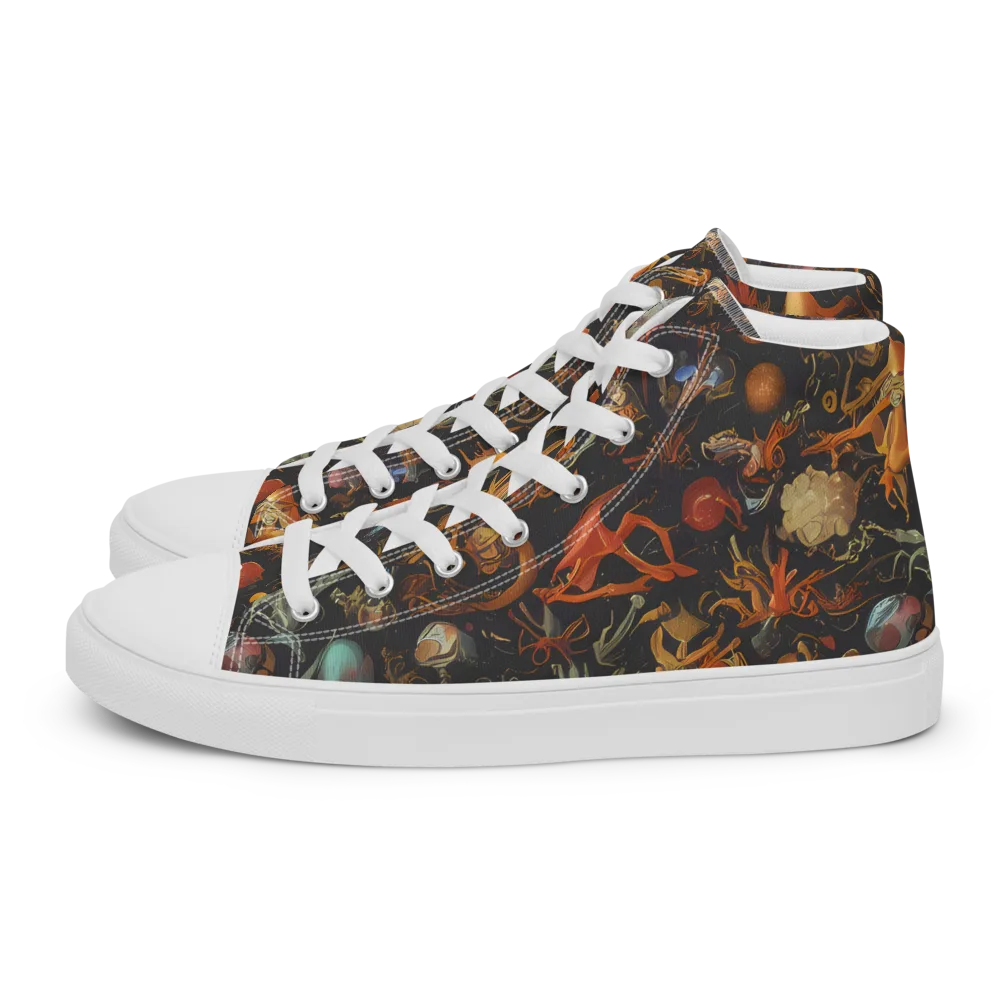 Florescent Void on Women's High Top Canvas Shoes — Left