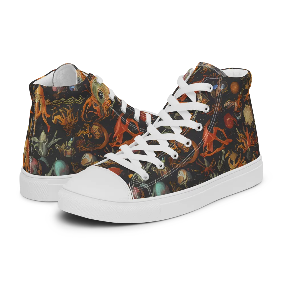Florescent Void on Women's High Top Canvas Shoes — Left