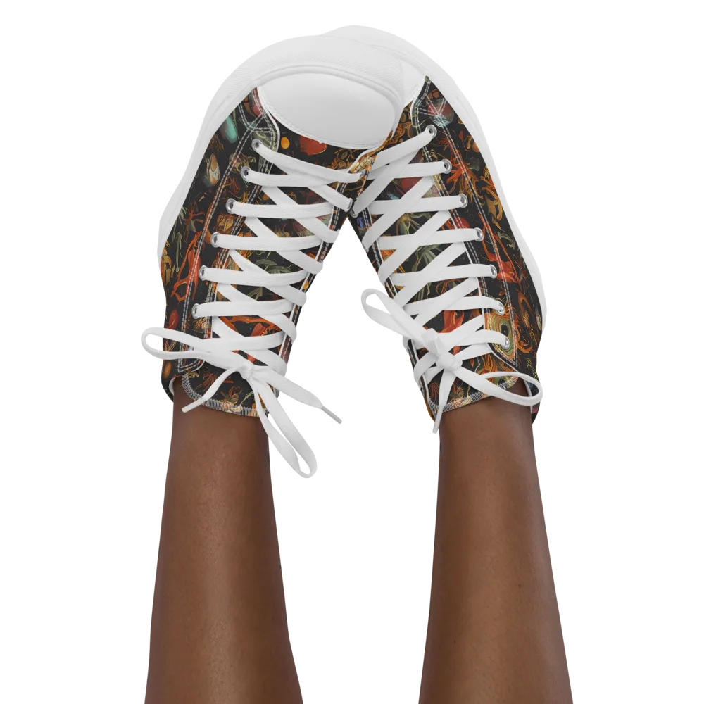 Florescent Void on Women's High Top Canvas Shoes — Front