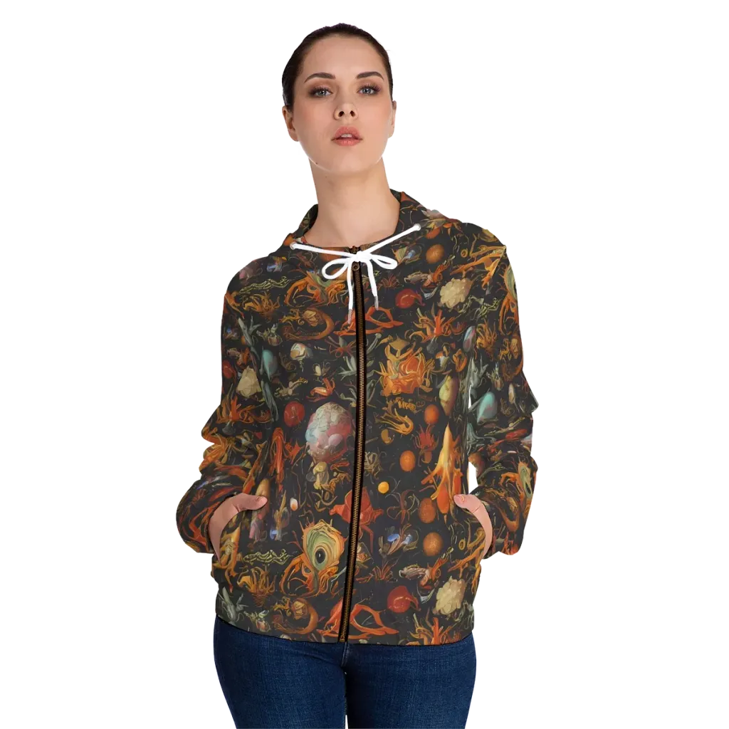 Florescent Void on Women's Full-Zip Hoodie — Front On Person