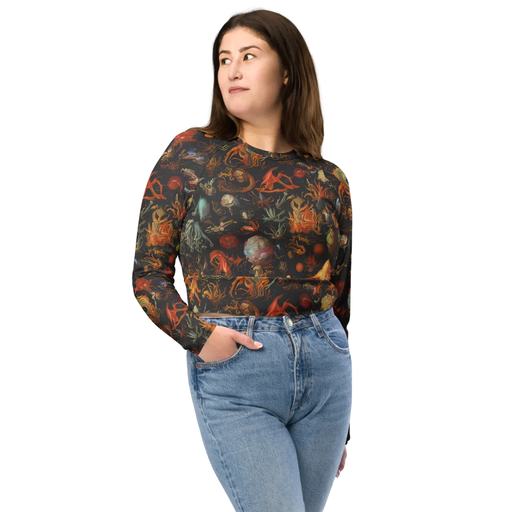Florescent Void on Long Sleeve Crop Top — Front