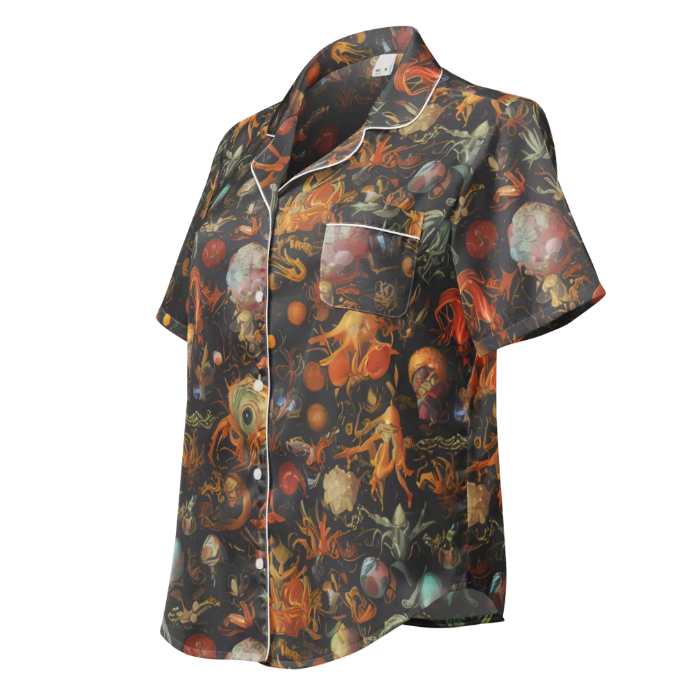 Florescent Void on Women's Short Sleeve Pajama Top — Left Front