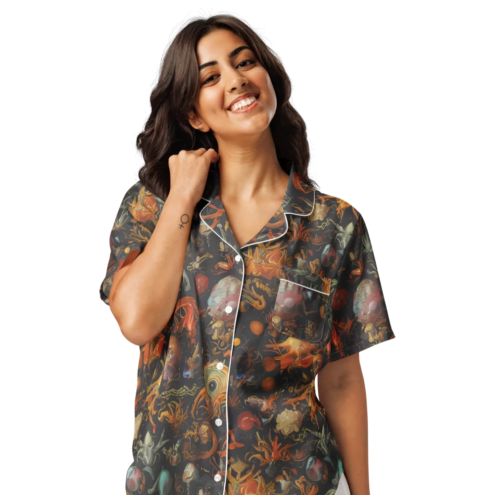 Florescent Void on Women's Short Sleeve Pajama Top — Front