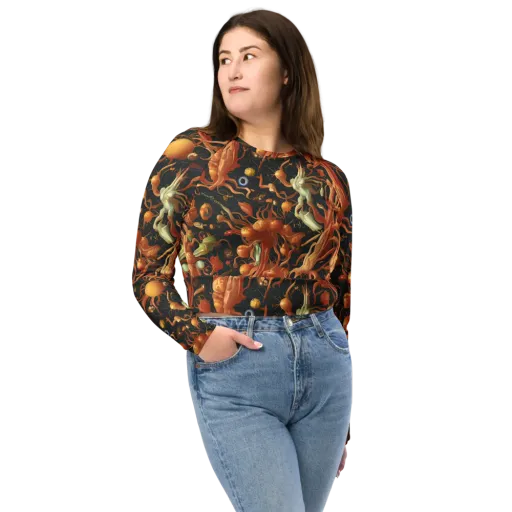 Bosschaert's Nebula on a Long Sleeve Crop Top