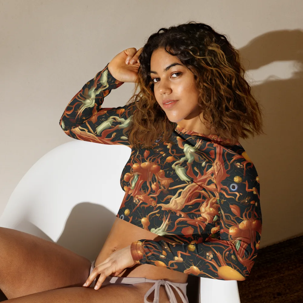 Bosschaert's Nebula on Long Sleeve Crop Top — Left Front