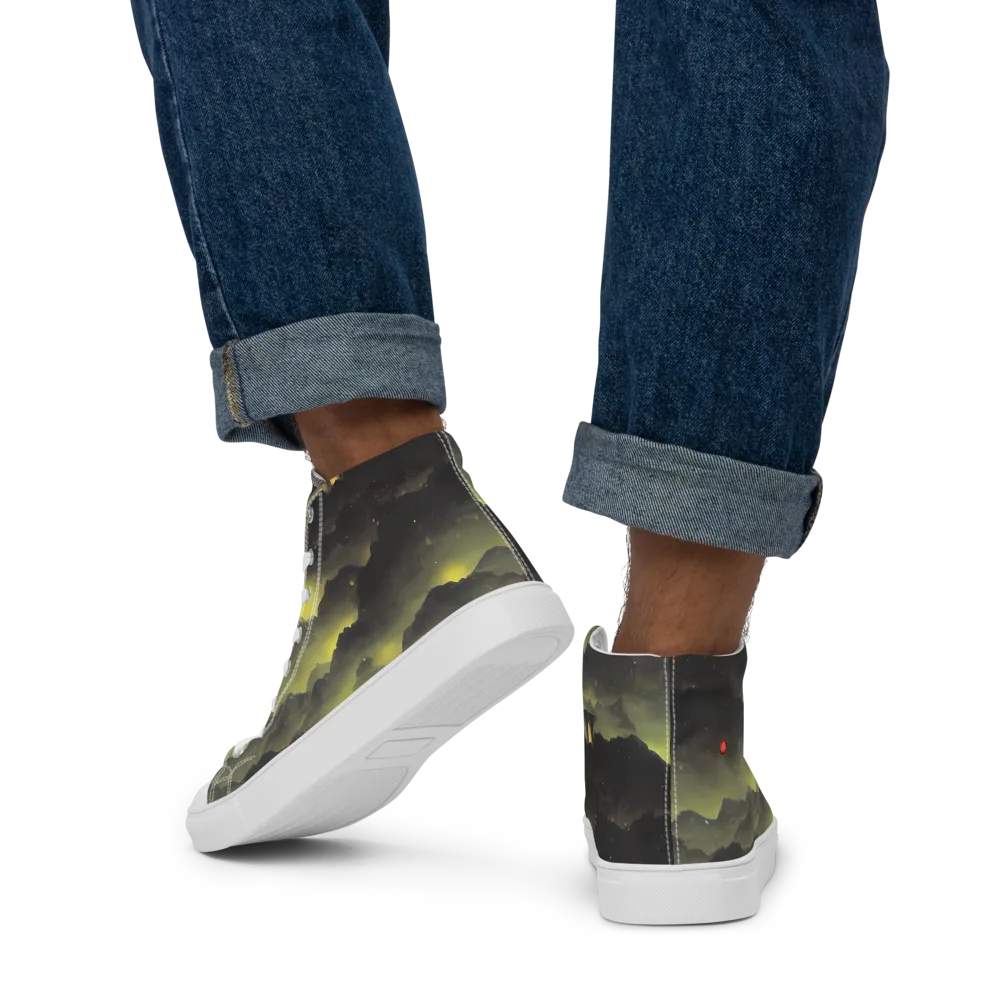 Spectral Isle on Men's High Top Canvas Shoes — Back