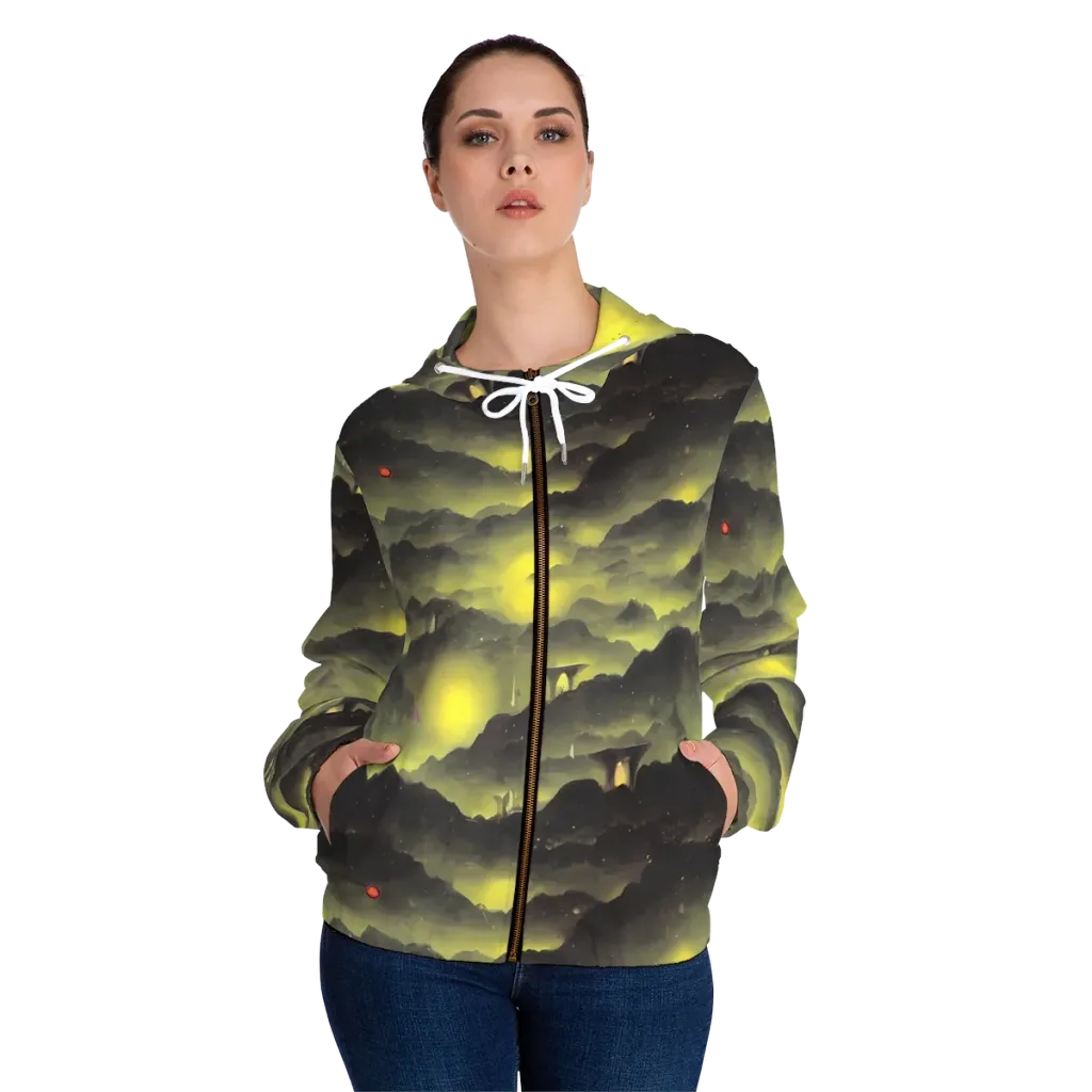 Spectral Isle on Women's Full-Zip Hoodie — Front On Person