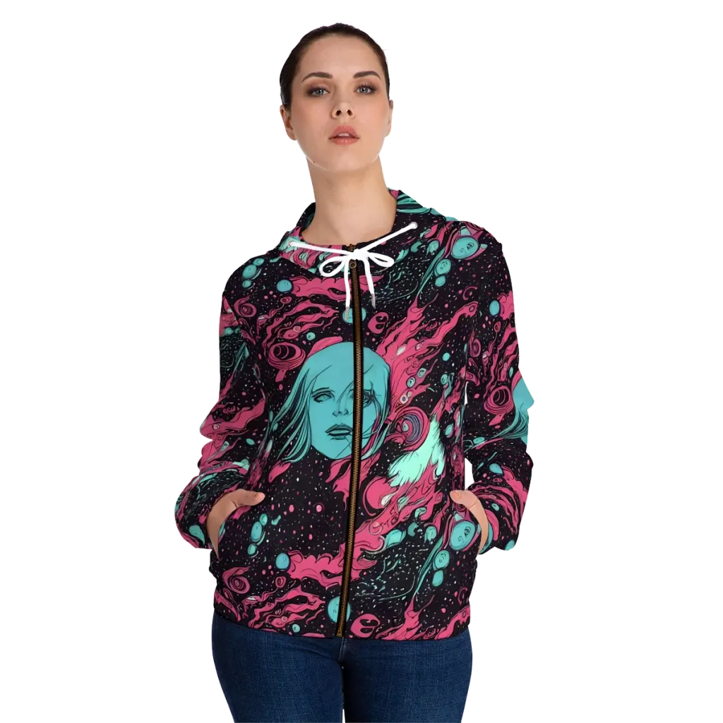 Spectral Dreamer on Women's Full-Zip Hoodie — Front On Person