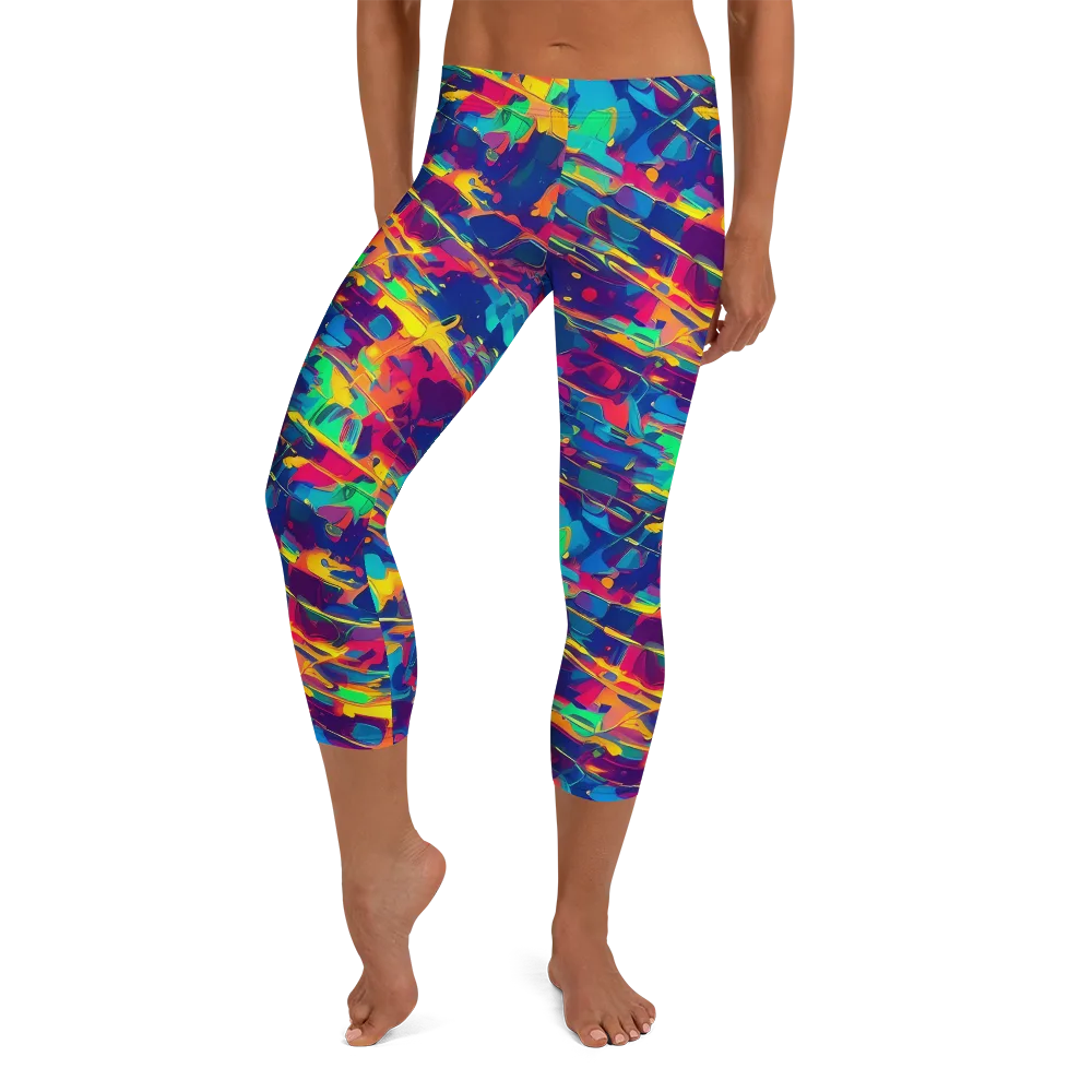 Spectrum Streaks on Capri Leggings — Front