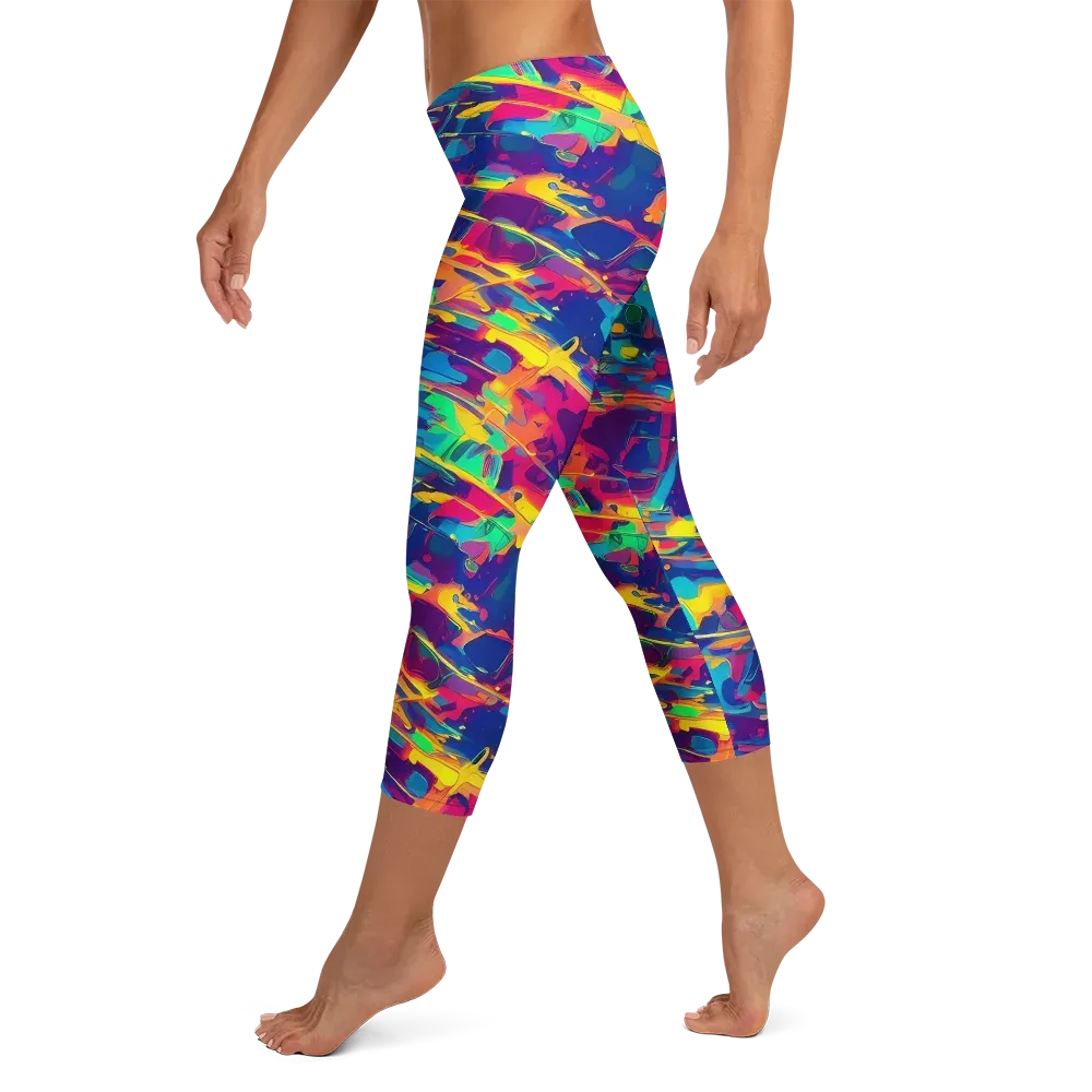Spectrum Streaks on Capri Leggings — Left