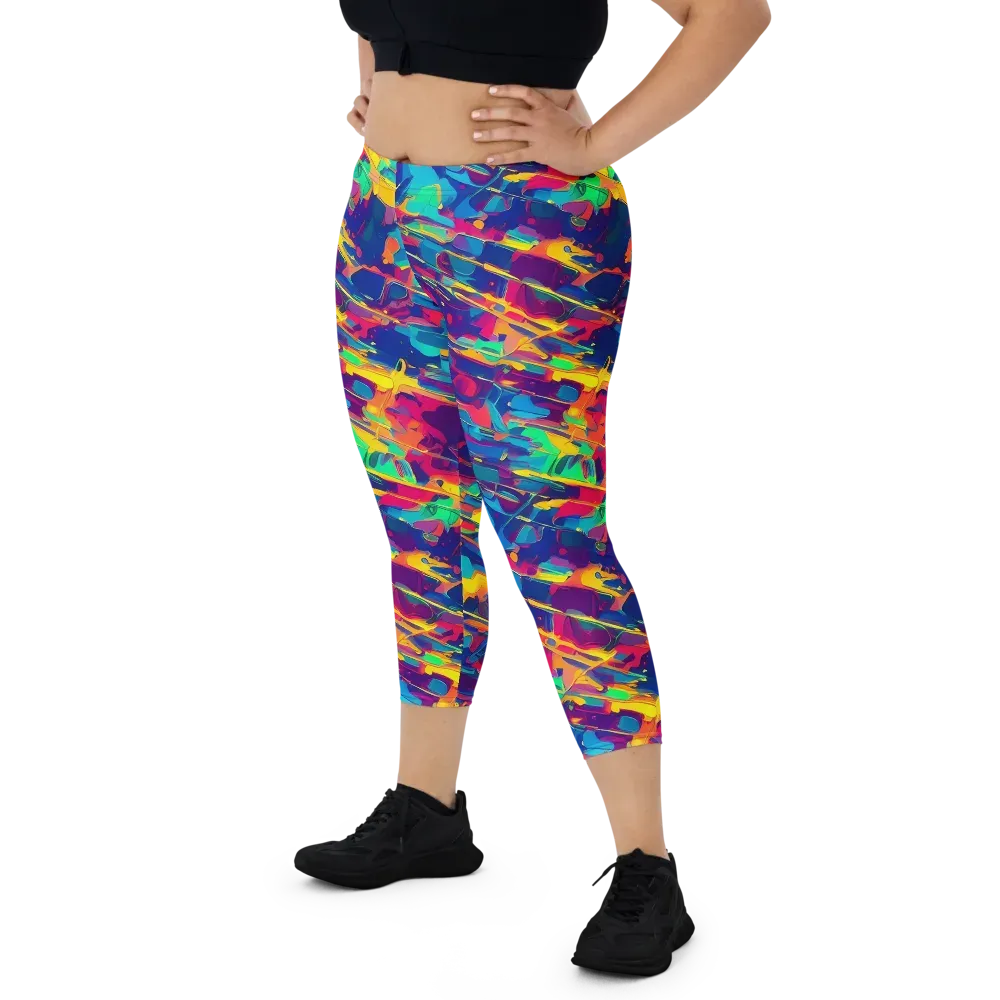 Spectrum Streaks on Capri Leggings — Front