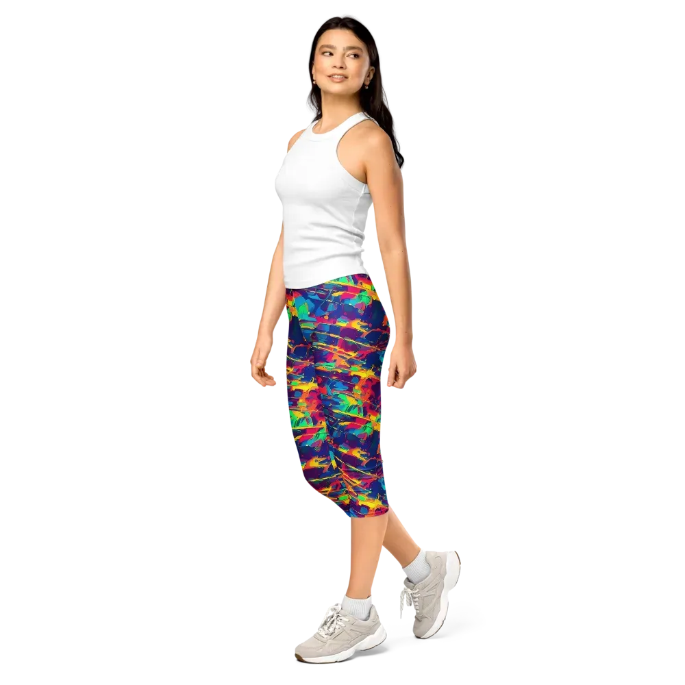 Spectrum Streaks on Capri Leggings — Left Front