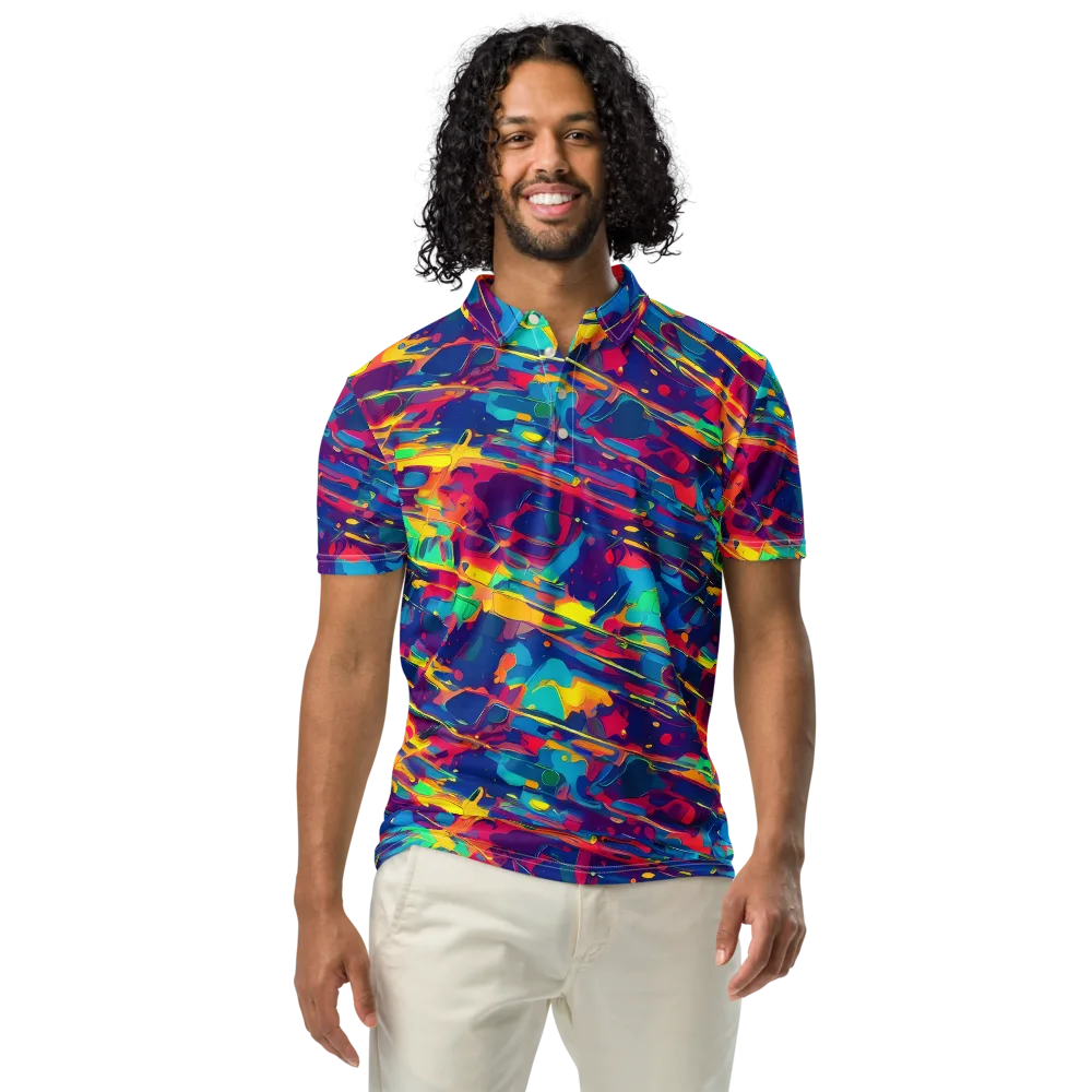 Spectrum Streaks on Men's Slim Fit Polo Shirt — Front