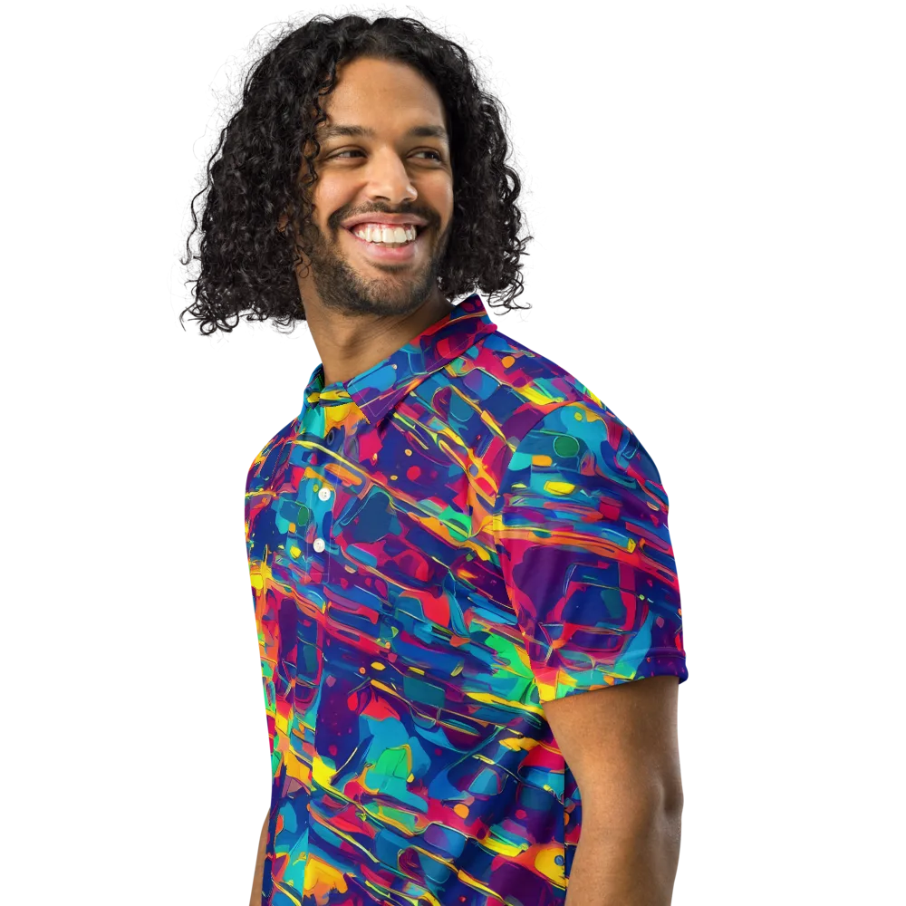 Spectrum Streaks on Men's Slim Fit Polo Shirt — Left Front