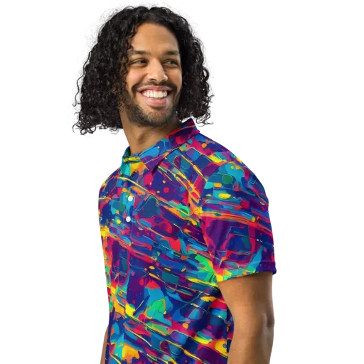 Spectrum Streaks on a Men's Slim Fit Polo Shirt