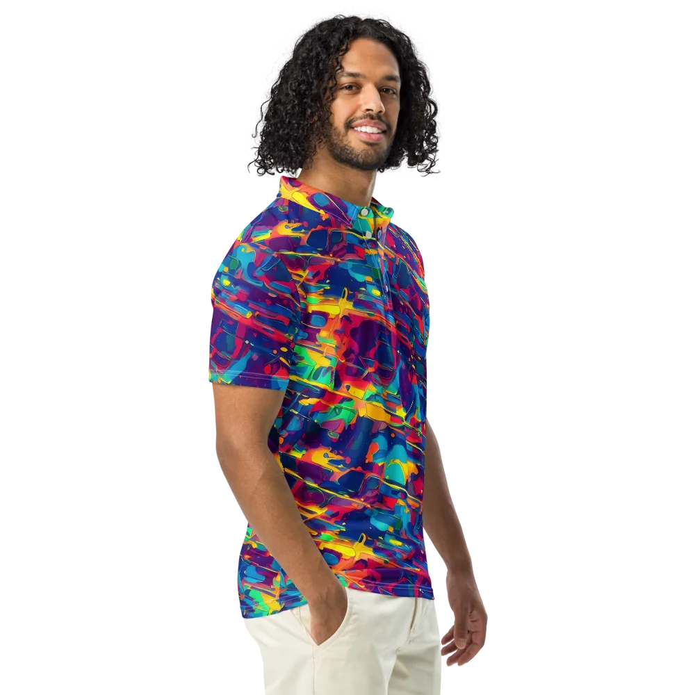 Spectrum Streaks on Men's Slim Fit Polo Shirt — Right Front
