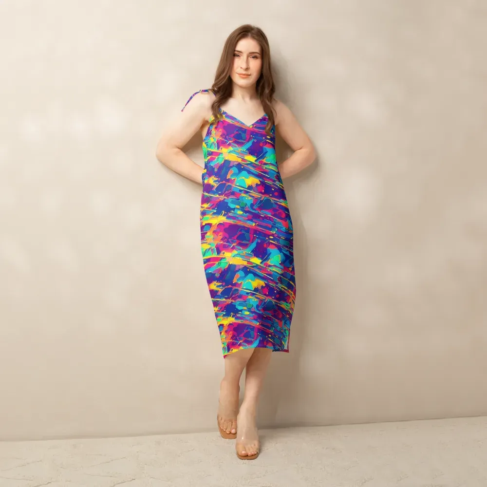 Spectrum Streaks on Slip Dress — Front