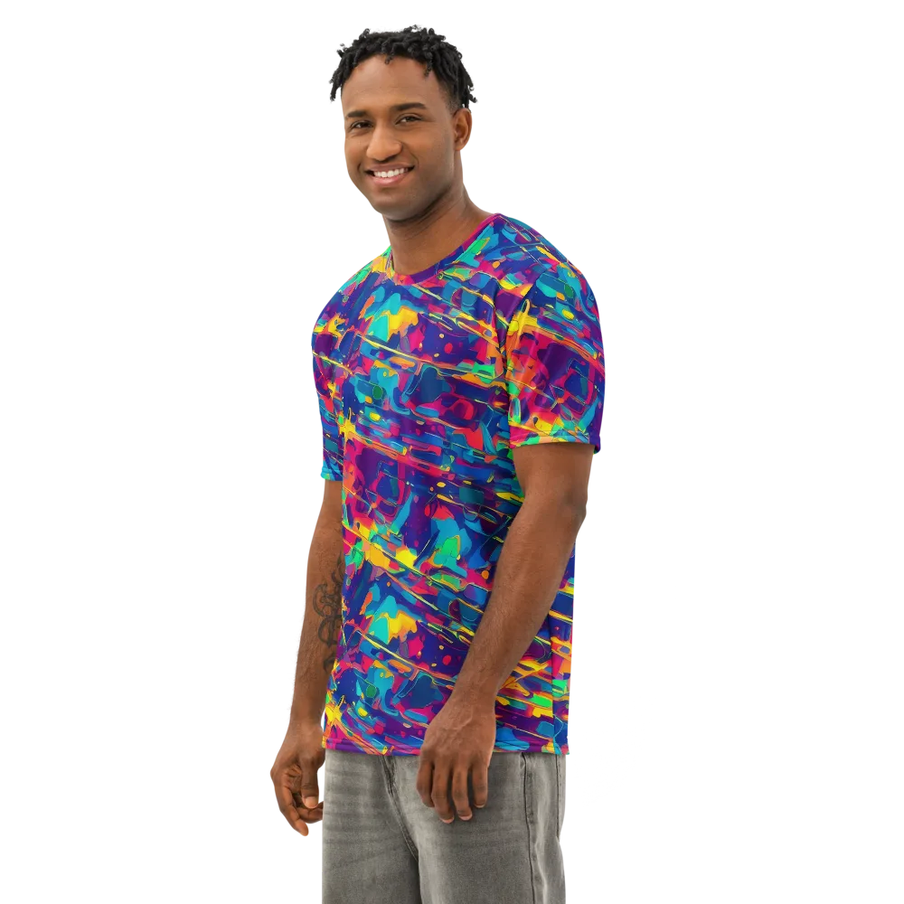 Spectrum Streaks on Men's Cotton Crew Neck T-Shirt — Left Front