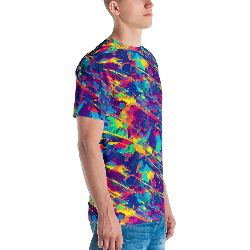 Spectrum Streaks on Men's Crew Neck T-Shirt — Right