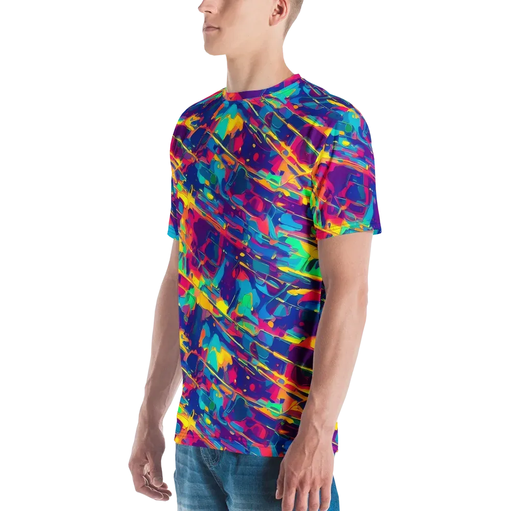 Spectrum Streaks on Men's Crew Neck T-Shirt — Left