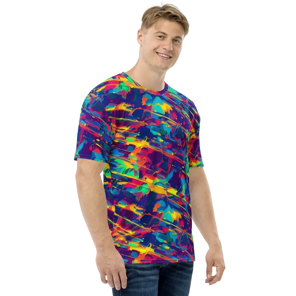 Spectrum Streaks on Men's Crew Neck T-Shirt — Right
