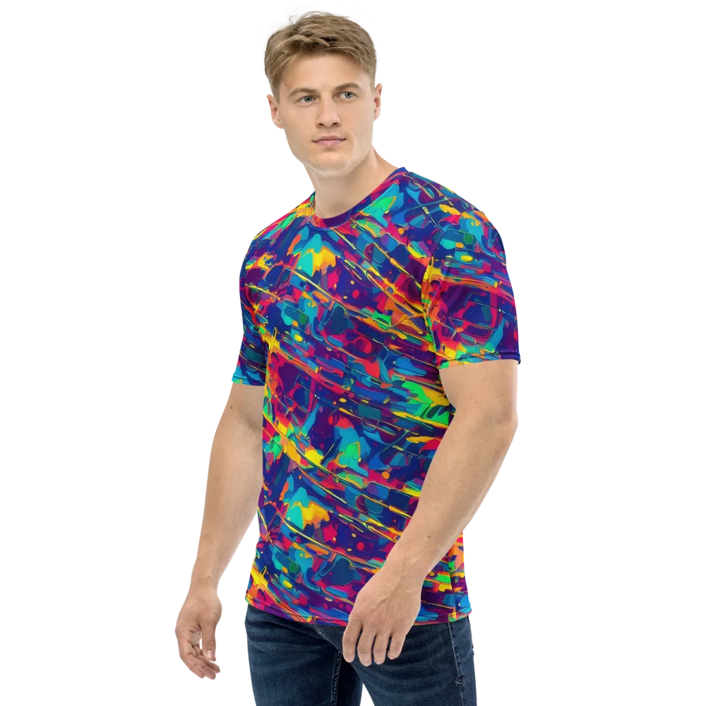 Spectrum Streaks on Men's Crew Neck T-Shirt — Left