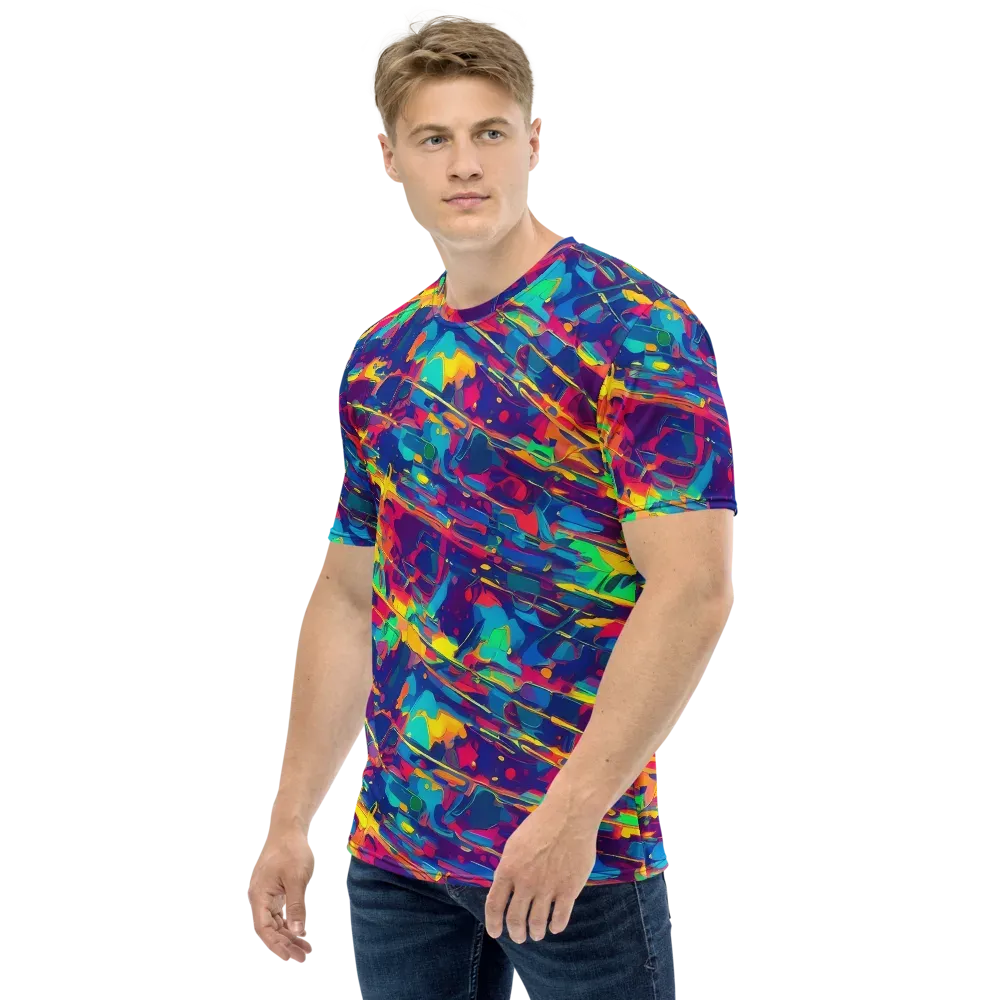 Spectrum Streaks on Men's Crew Neck T-Shirt — Left